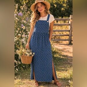 Vintage Ditsy Floral Bib Style Dress Cottagecore